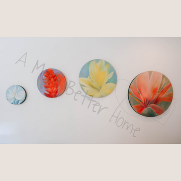 Tropical Bloom Collection – Round Floral Wall Art Set